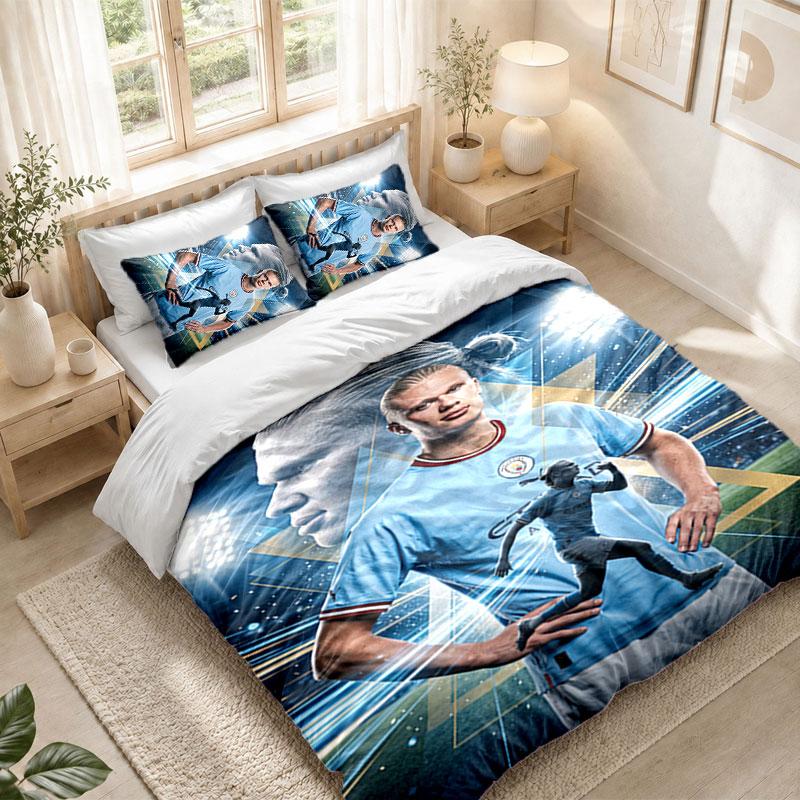 Bedding Set 1 Duvet Cover 2 Pillowcases Erling Haaland Print Bedroom Home Decoration