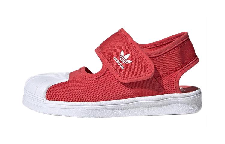 adidas Оригинальные SUPERSTAR Удобные Низкие Детские Сандалии Красный Белый Детские FV7587