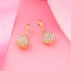 Gold Plated Round Earrings with White Austrian Crystal and Stones