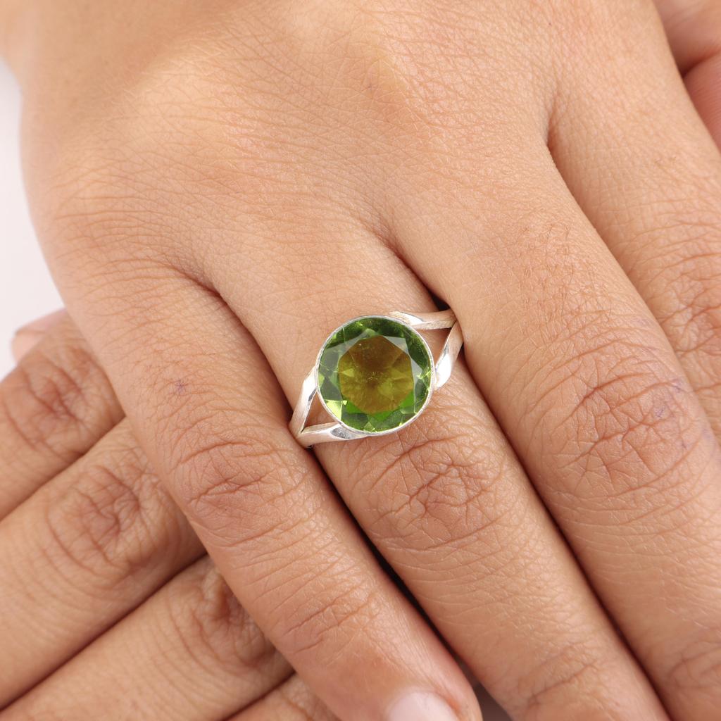 Peridot Gemstone 925 Sterling Silver Jewelry, Handmade Peridot Gemstone Ring, August Birthstone Gift, Statement Women Ring RR-83-10
