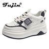 Fujin 7 см натуральная кожа удобные дышащие кроссовки вулканизированные толстые скрытые каблуки блочные туфли для скейтборда платформа танкетка обувь