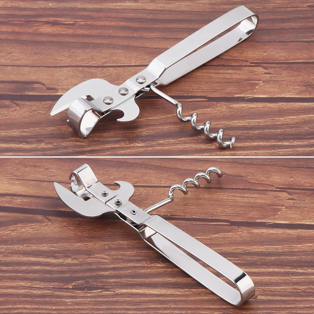 Многофункциональная открывалка для банок из нержавеющей стали, открывалка для пивных бутылок, регулируемая ручная открывалка для банок, захват, кухонные принадлежности, серебристый цвет