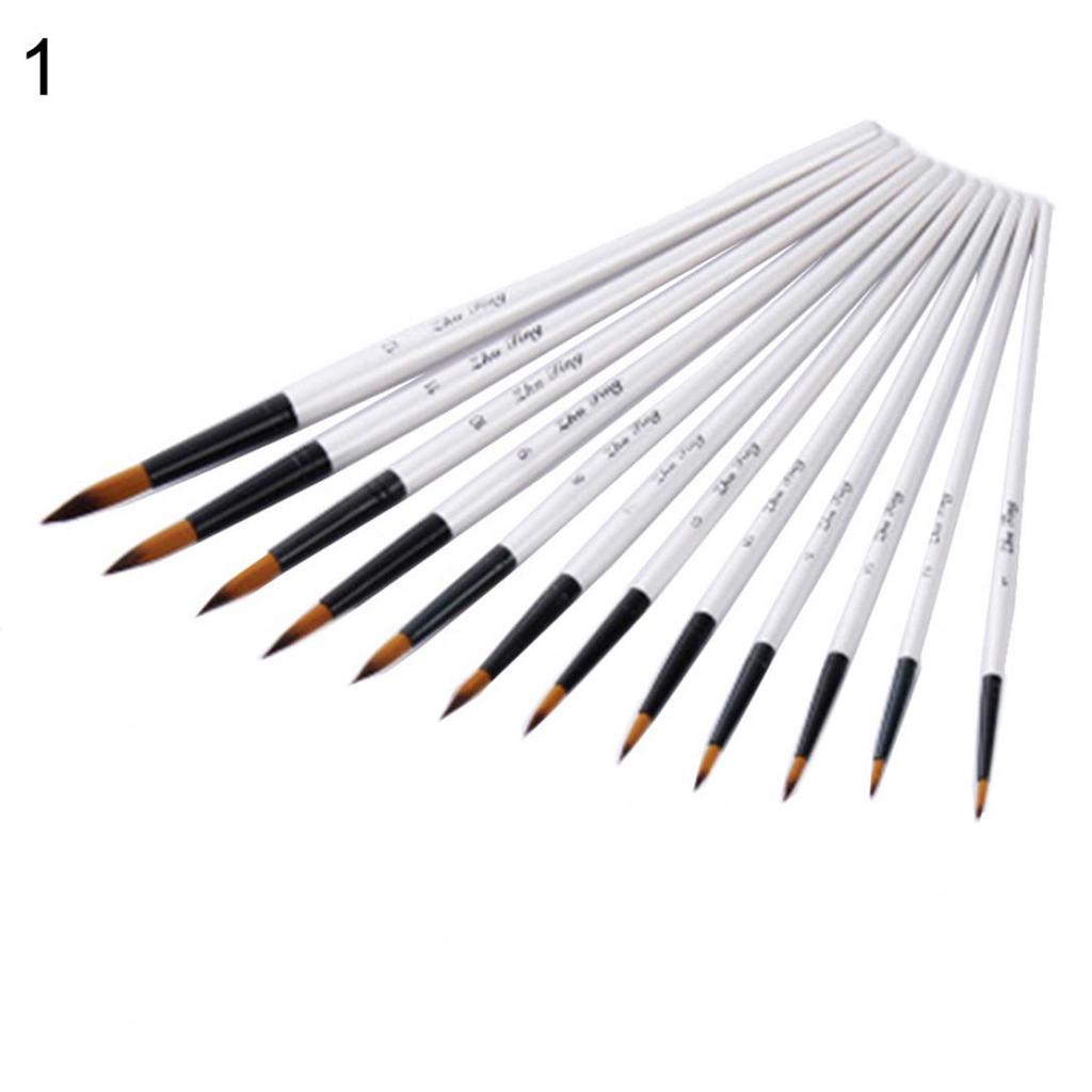Monoceros 12Pcs Pointed Flat Top Paint Drawing Brush Acrylic Watercolor Oil Painting Pen