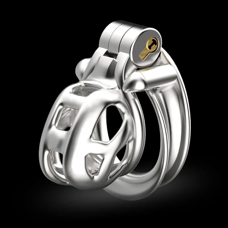 Stainless Steel Male Chastity Cage, Cock Mamba Penis Ring, Chastity Belt, BDSM Erotic Urethral Lock Double-Arc Ring, Sex Toy 18+