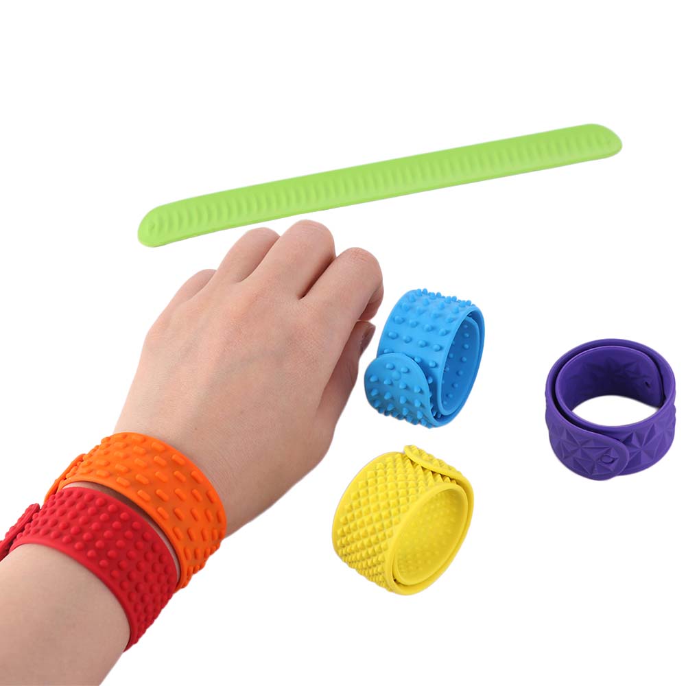 6pcs Surface Sensory Textured Wristbands Wearable Design Childs Slap Band Toy  Travel Must Haves