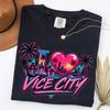 Comfort Colors® I Love Vice City Shirt, Retro Neon Beach Graphic Tee, Tropical Sunset Vacation Shirt, Miami Style Gift