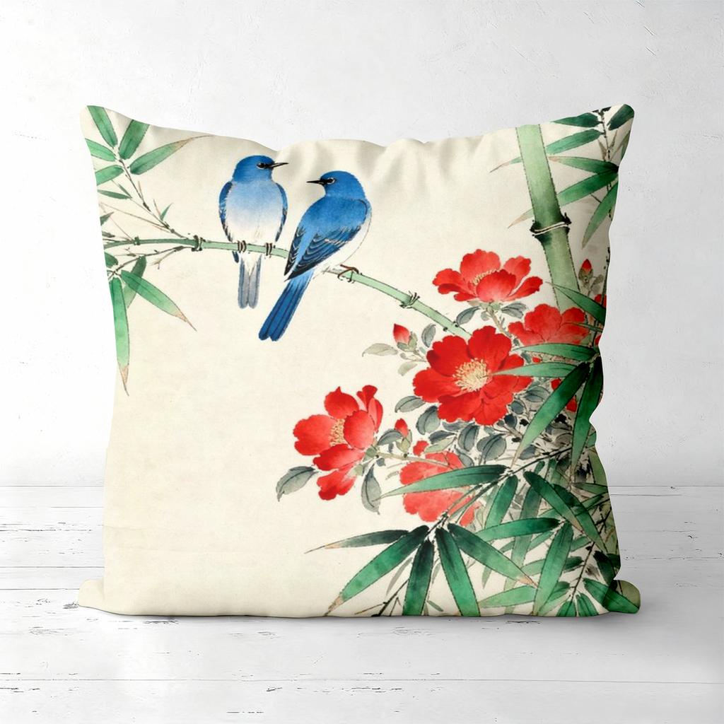 Chinesestyle Flower Bird Pillow Covers For Home Decor Polyester sofa cushion cov Headboard Pillow (Without Pillow Core