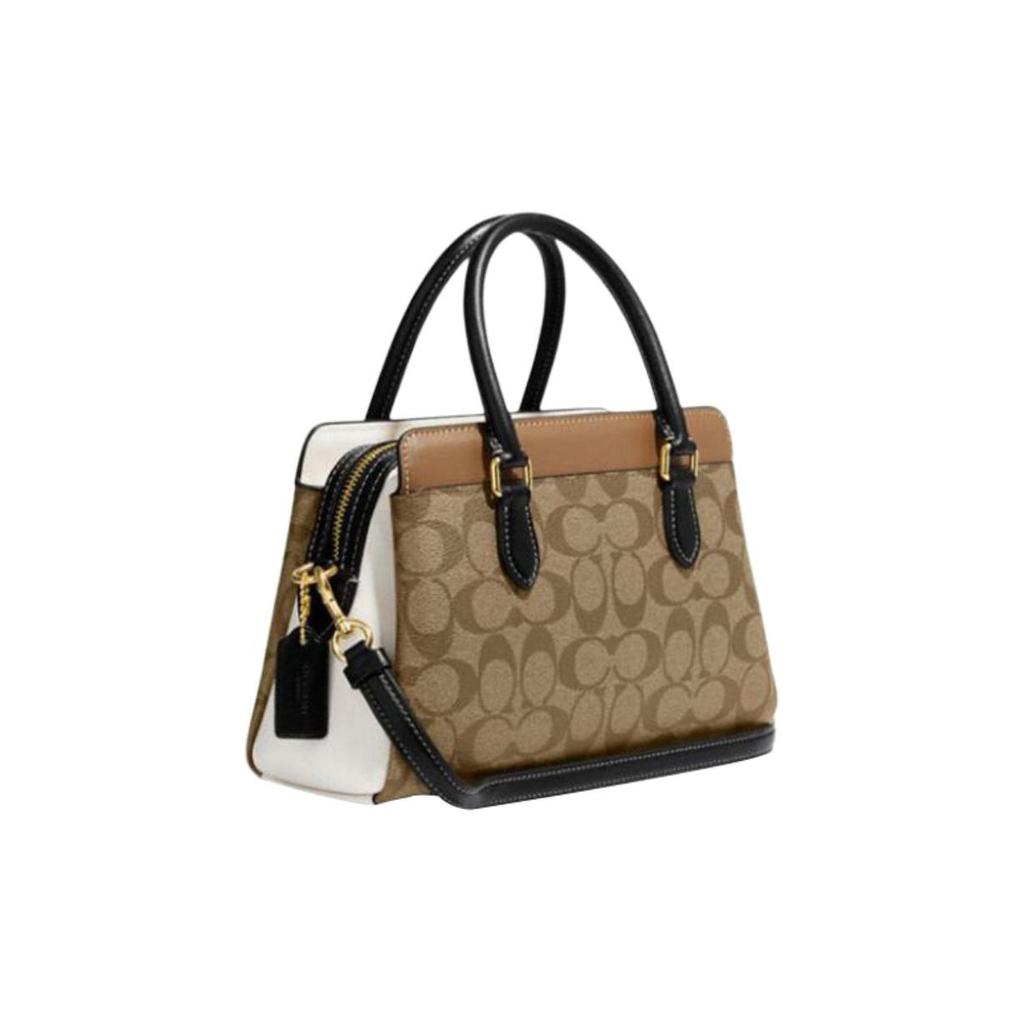 Coach Darcie 26 Classic Monogram Zip Closure Leather Shoulder Crossbody Tote Bag Medium Women handbags Khaki CH287-IME7V