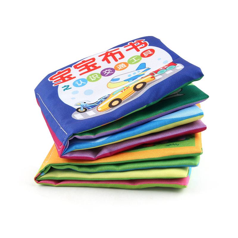 Baby Cloth Book Early Education Cognitive Toys Chinese And English 2-In-1 Palm Book 4 Pages 8 Sides Baby Cloth Book With Sound Paper Bag