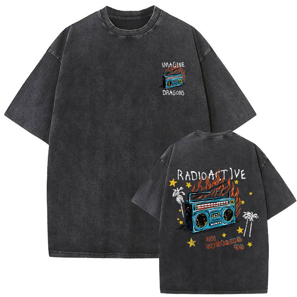 2026 Hot Sale Rock Band Imagine Dragons Live in Vegas Washed Vintage T-shirt Men Women Gothic Oversized T Shirts Unisex Casual Cotton T-shirts Top