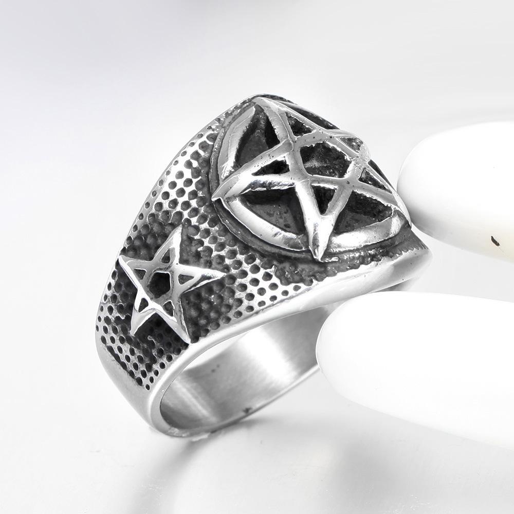 Новое Панк Размер США от 7 до 13 Размер 316L Нержавеющая Сталь Ювелирные Изделия Золотой Цвет Мужское Кольцо Ретро Пятиконечная Звезда Подарок Ювелирные Изделия