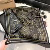 71Cm silk scarf women's high-end sense European and American hot-selling printed fashion scarf retro paisley cashew flower satin square scarf
