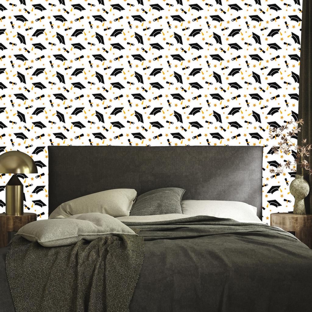 Graduation Wallpaper White and Graphite for Living Room and Bedroom 50x1000