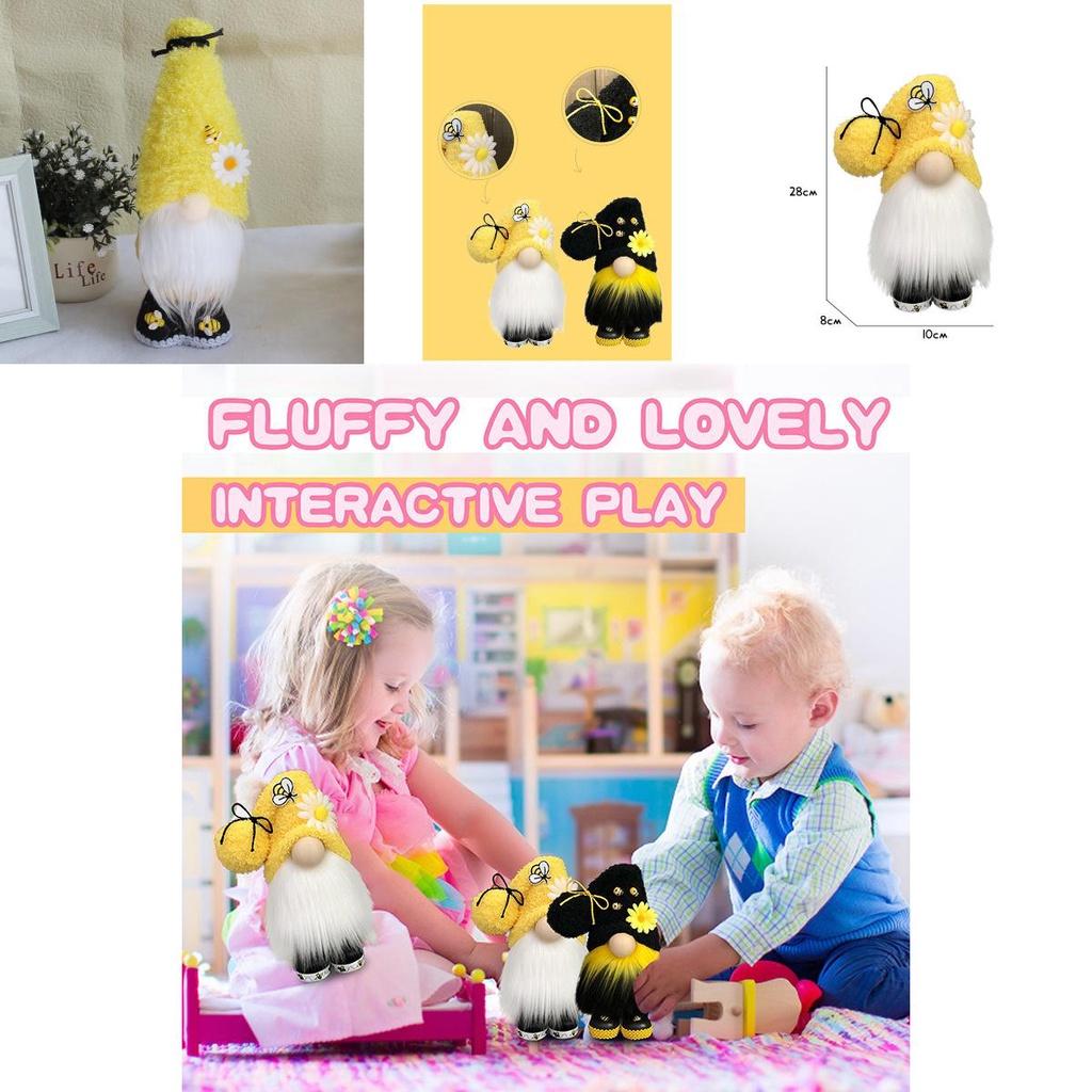 Bumble Bee Nordic Gnome Gonk Tomte Sunflower Plush Doll Ornament Decor Adorable Size With Black Yellow Colors