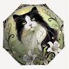 1 шт. кошка, цветочныйАвтоматический открывающийся/закрывающийся зонт с защитой от ветра, прочный купол на 8 спицах, долговечные спицы, модный дизайн, аксессуар для улицы, забавный принт, Праздник