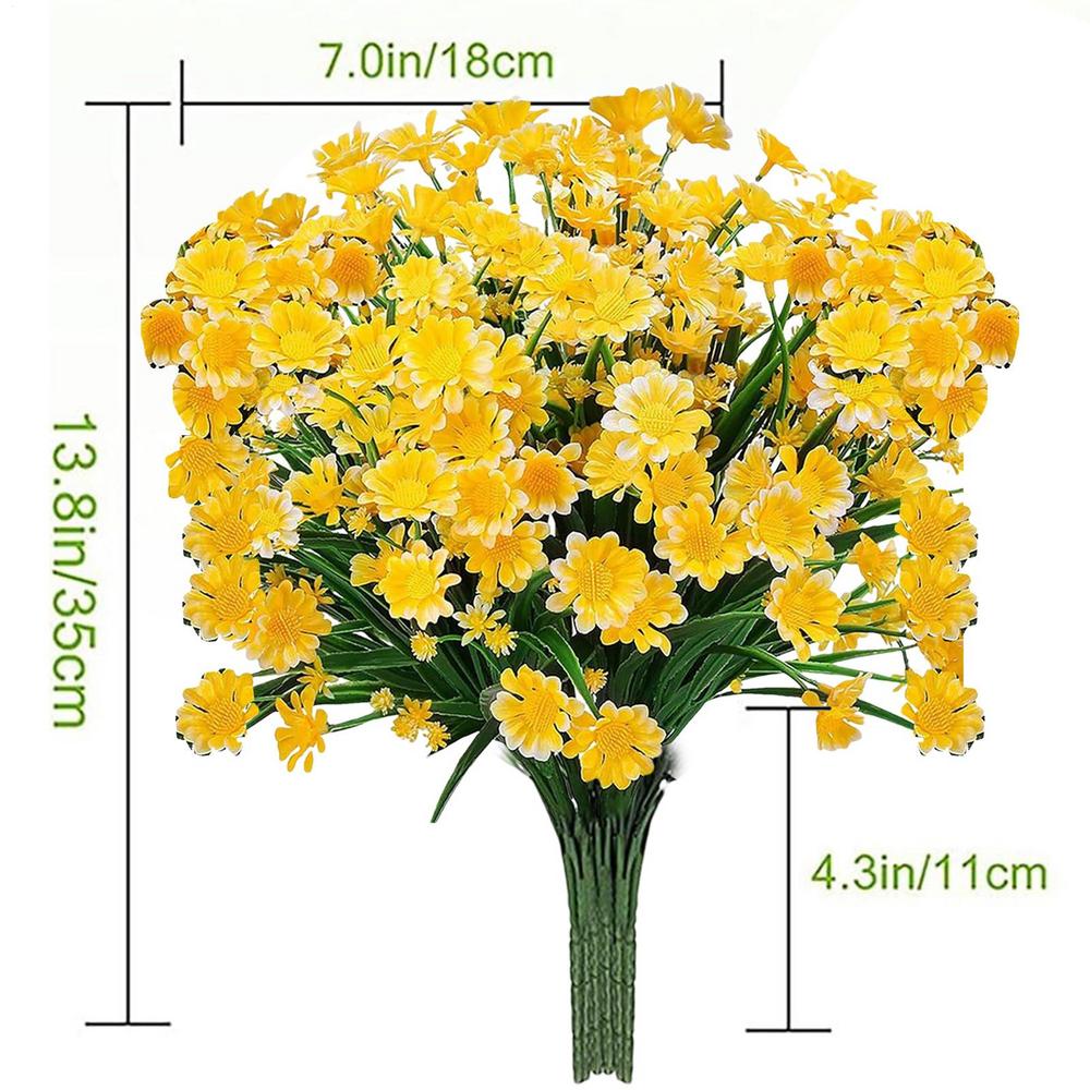 Искусственные маргаритки Поддельные цветы Устойчивые к УФ-лучам кустарники, Подвесные растения Сад Веранда Дом Свадьба Фермерский дом Декор Цветы маргаритки