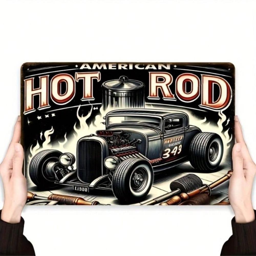 Винтажная металлическая плакат Hot Rod Настенное искусство Ретро Декор гаража 8x12 дюймов