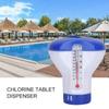 Swimming Pool Cleaning Floating Sterilizer Chemical Chlorine Tablets Dispenser with Thermometer Automatic Pills Disinfecting Box