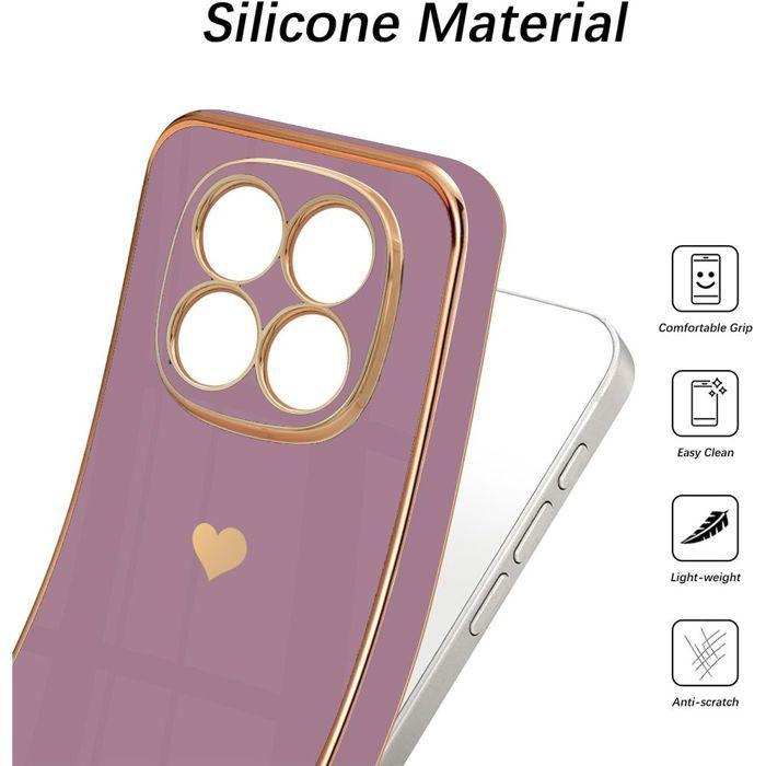Coque pour Xiaomi Redmi Note 15 5G/4G, Silicone Protection Antichoc Slim Motif Cœur - Violet