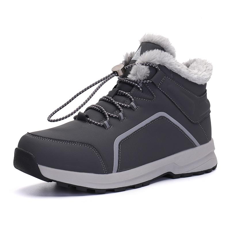 Женские и мужские зимние ботинки Plus Snow Boots Casual Suede со шнуровкой, теплые, среднего размера, хлопковые туфли, большие, нескользящие, водонепроницаемые