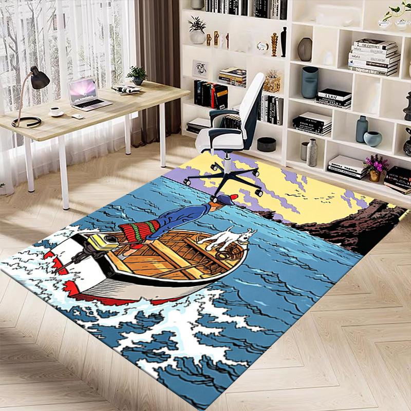 Boat Journey Sea Adventure Carpet For Playroom Bedroom Living Room Sofa Home Decorkids Game Area Rug Nonslip Floor Mat