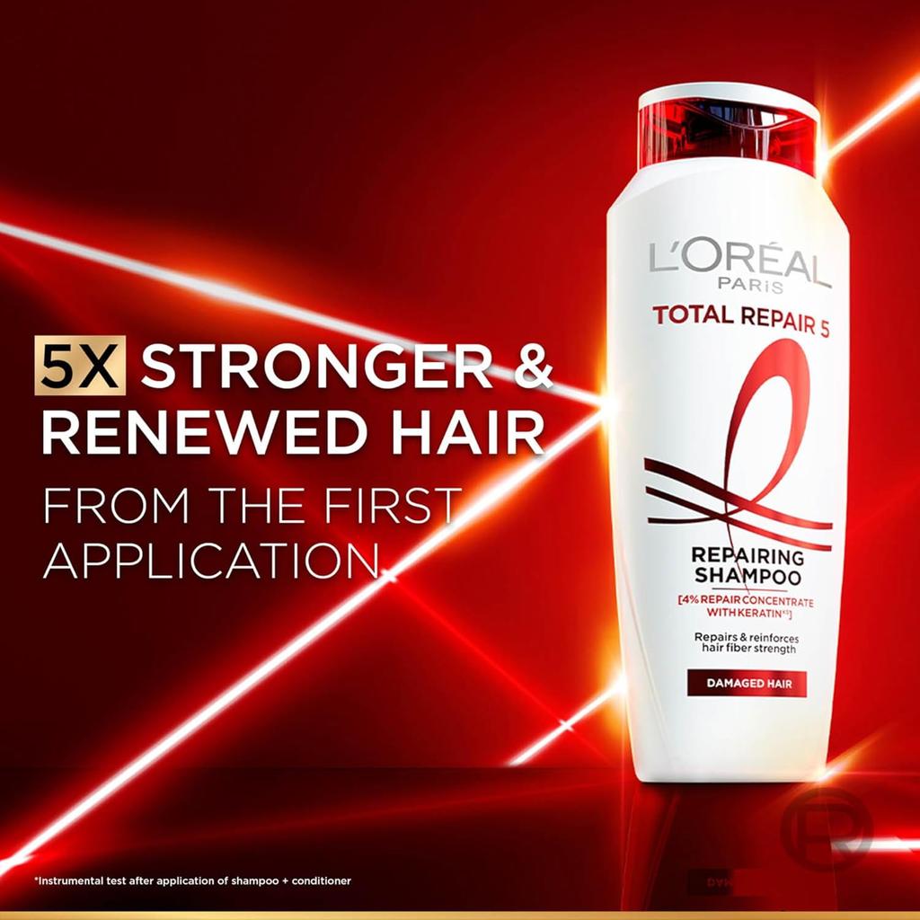 L'Oreal Paris Шампунь Total Repair 5 для поврежденных волос | Повреждения волос - Пушистость, ломкость, сухость, жесткость и секущиеся кончики | 200 мл
