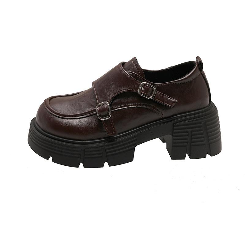 Британский стиль ретро-лоферы на платформе женские 2024 новые немного увеличивающие рост модные лоферы с одной педалью