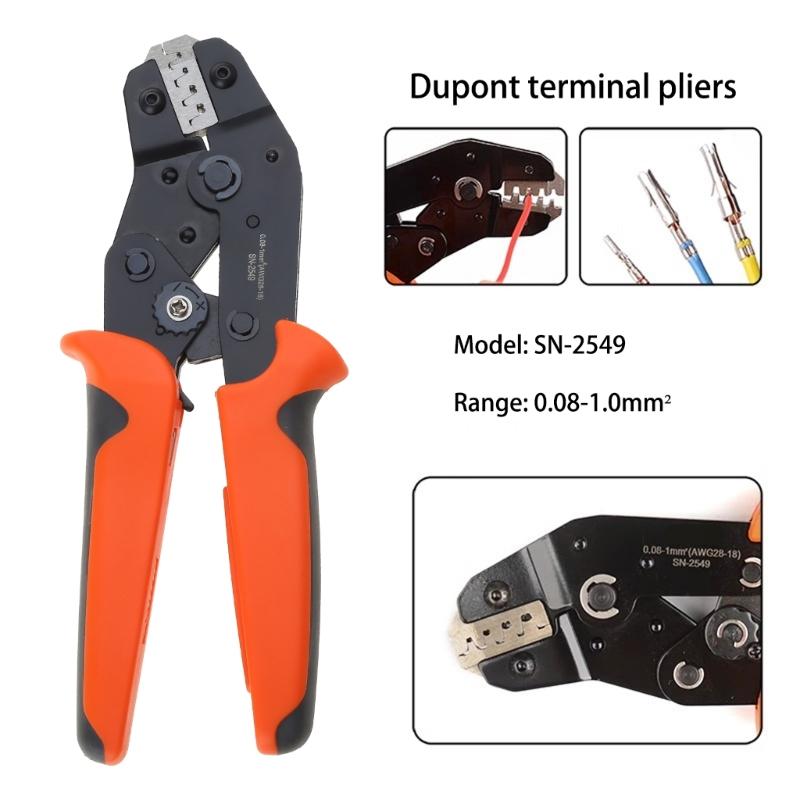 Crimping Tool for Non-Insulated Open Barrels Terminals Receptacles,AWG28-18 Ratchet Wire Crimper Tool,SN-2549