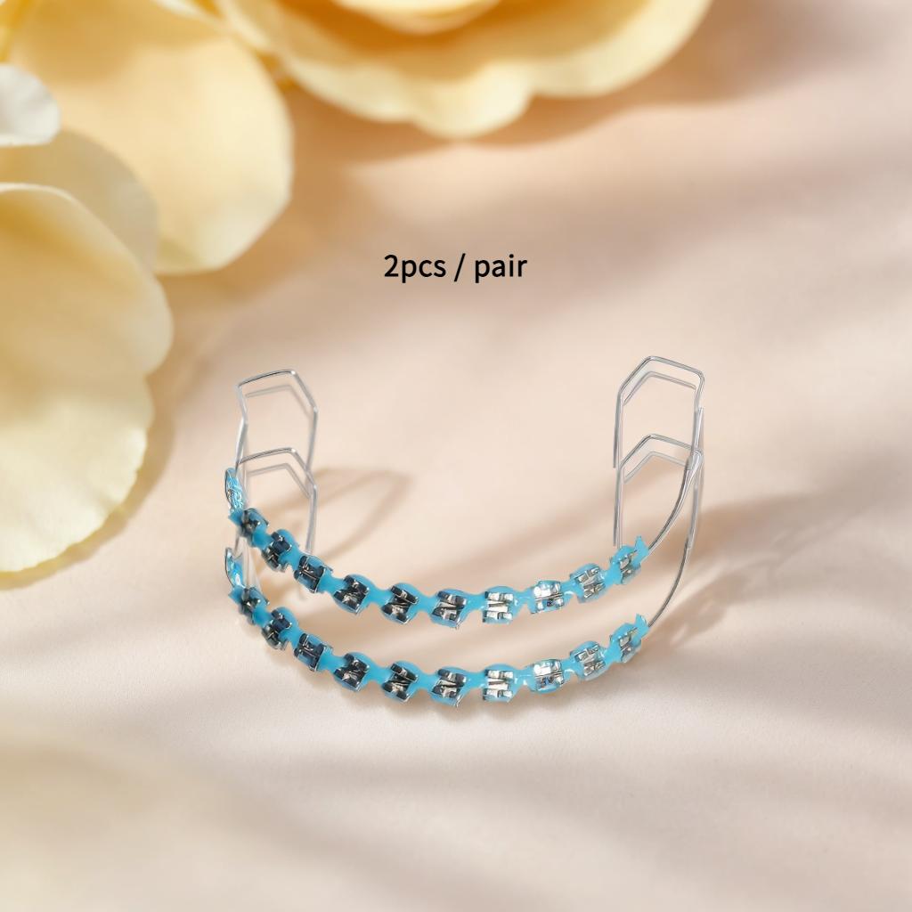 1 пара металлических зубных брекетов с крючками - стильные розовые и фиолетовые украшения для зубов для обучающих моделей, унисекс-аксессуары для мужчин и женщин