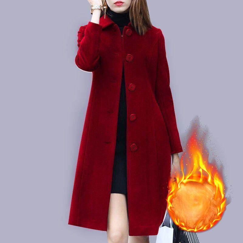 Шерстяное пальто женское средней длины в британском стиле Новое тонкое шерстяное пальто Женский тонкий шерстяной костюм