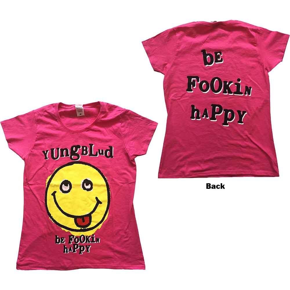 Футболка Yungblud Raver Smile Логотип Официальная Женская Облегающий Крой Розовый S
