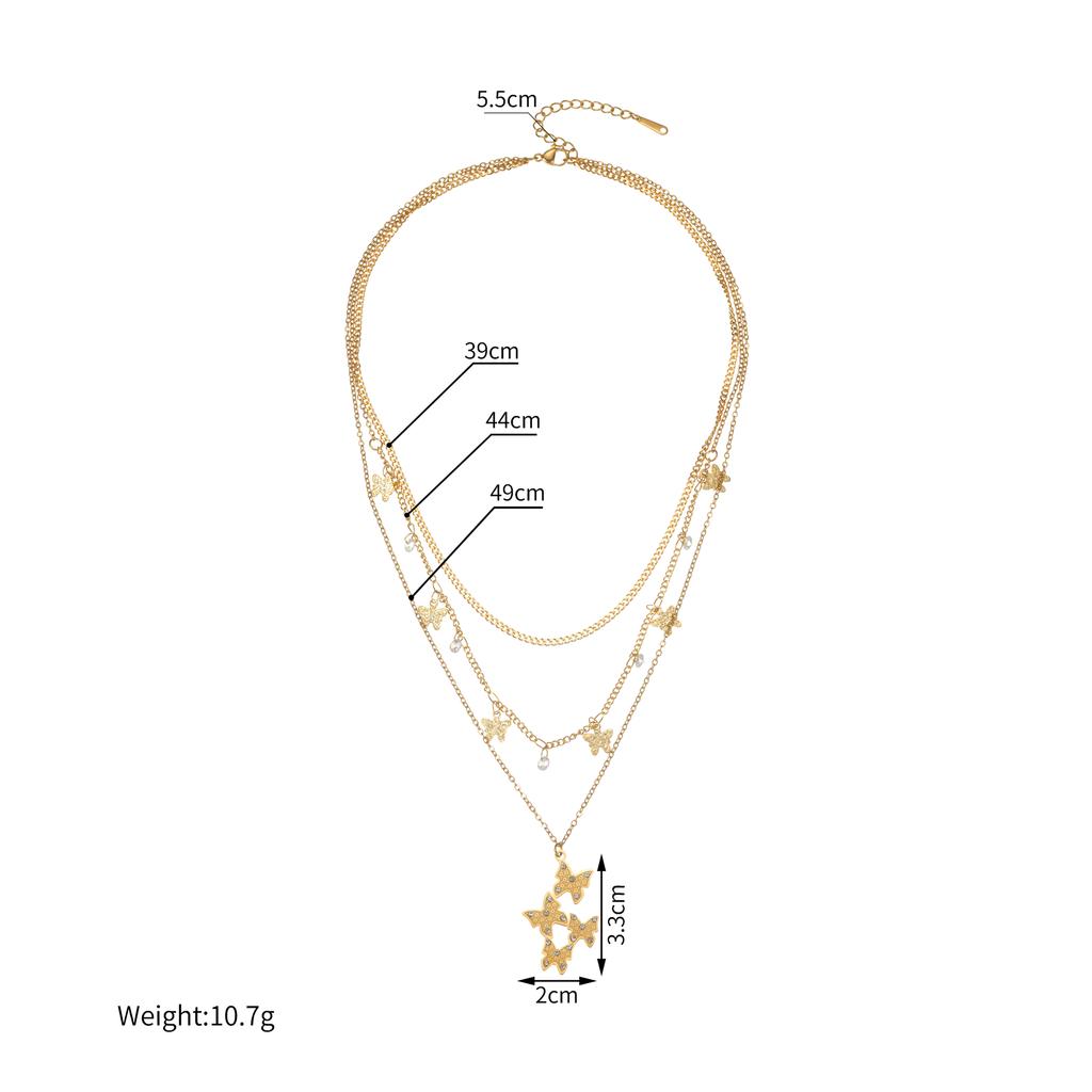 Atoztide Fashion Three-Layer Star Moon Butterfly Pendant Necklace for Women Stainless Steel Multiple Style Necklace Jewelry Gift