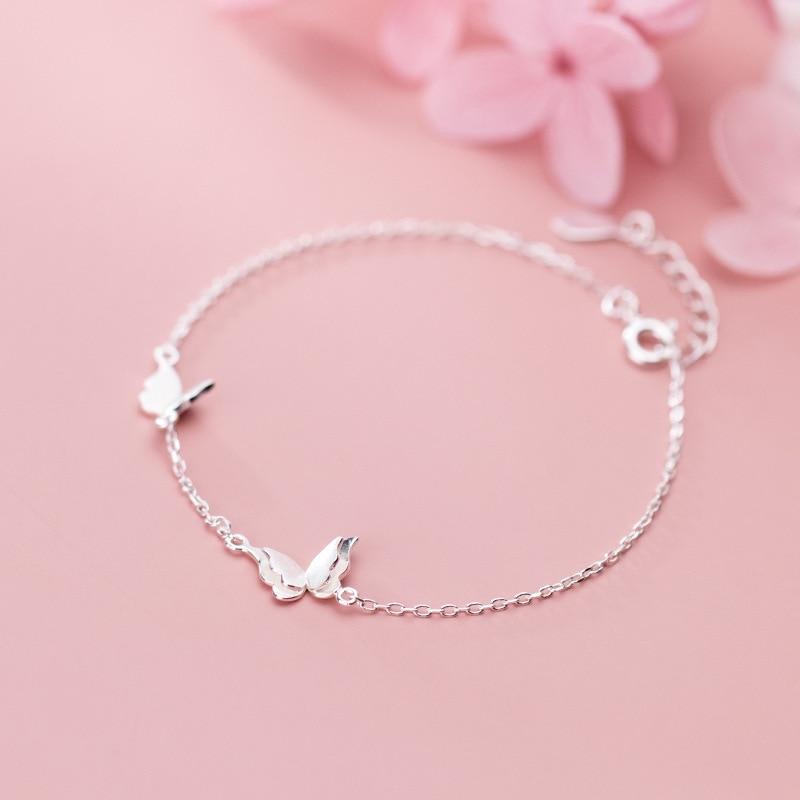 Fashion Korean 925 Sterling Silver Butterfly Charm Bracelet &Bangle For Women Jewelry SL352