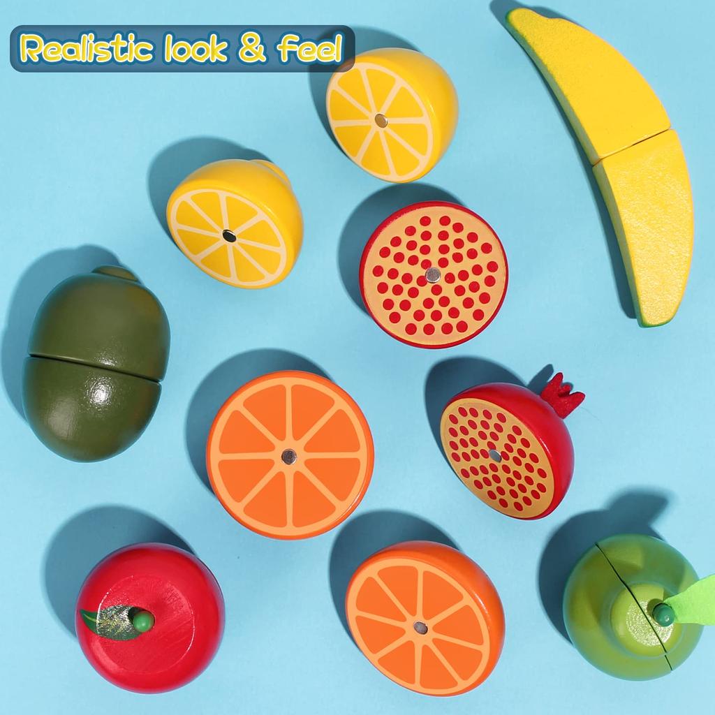 CARLORBO Wooden Toy Play House Vegetables Fruit Montessori Play Set Wooden Educational Toy Girls Boys Toys Popular Present Pretend Play