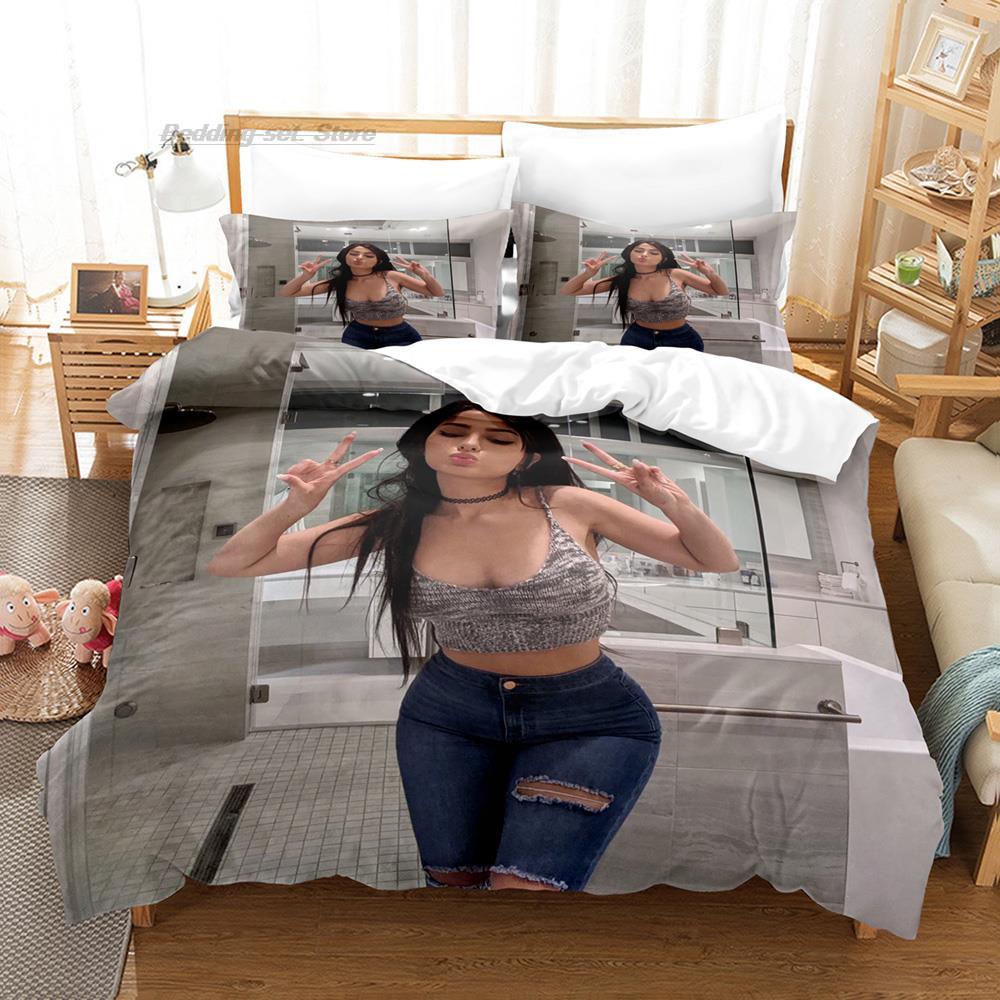 Комплект постельного белья SSSniperWolf Односпальный Полуторный Двуспальный Квинсайз Кингсайз Комплект для кровати Взрослый Детский Спальня Комплекты пододеяльников Принт Красивая Сексуальная Девушка