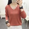 Women's Long-sleeved Loose V-neck Pullover Hollow Sweater Spring and Fall Temperament Knitted Bottoming Shirt