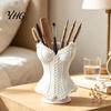 Decorative Storage Bin Gothic Corset Pen Holder, 3D Printed Vintage Dark Makeup Brush Artistic Cup Desk Organizer for Office Vanity, Halloween Desktop