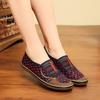 Old Beijing Cloth Shoes Flat Bottom Non-slip Floral Rubber Vulcanized Cloth Shoes Women's Middle-aged and Elderly Mother Shoes Source Factory