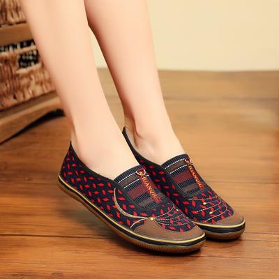 Старые пекинские тканевые туфли на плоской подошве, нескользящие, с цветочным рисунком, вулканизированные тканевые туфли, женские, для женщин среднего и пожилого возраста, обувь для мамы, фабрика-поставщик