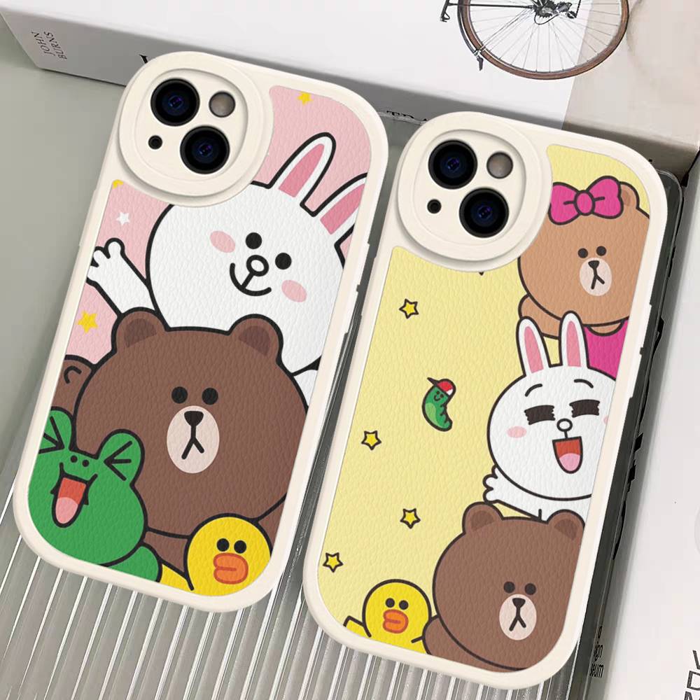 Cartoon Cute C-Cony B-Brown Phone Case For IPhone 16 15 14 13 12 11 Pro Max Plus Shockproof Leather Cover