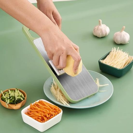 Овощерезка Волнистый нож Чиппер Нержавеющая сталь Мандолина Слайсер с лезвиями пищевого класса Защита для рук Кухонные инструменты для нарезки соломкой и кубиками