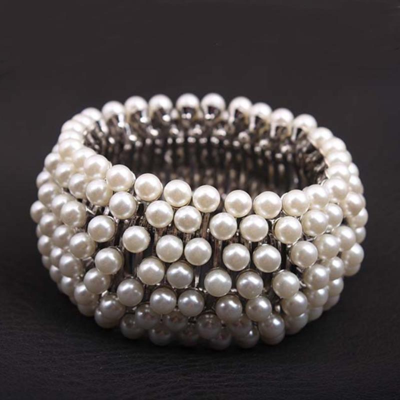 Широкий браслет из жемчужного металла, женские аксессуары