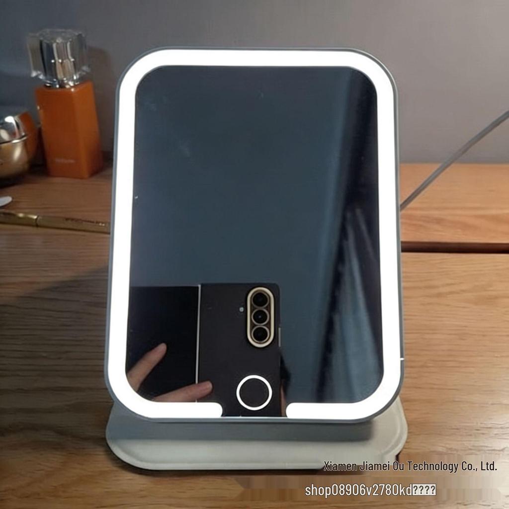 LED Travel Makeup Mirror with Fill Light - AI Goddess Gift, Folding & Convenient