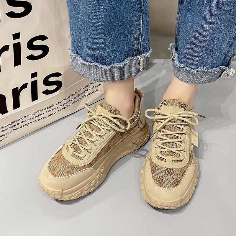 Thick-soled Inner Height Increase Dad Shoes Women's Small Fragrant Wind 2025 Spring and Autumn New Versatile Fashion Lightweight Shoes Women Show Sma