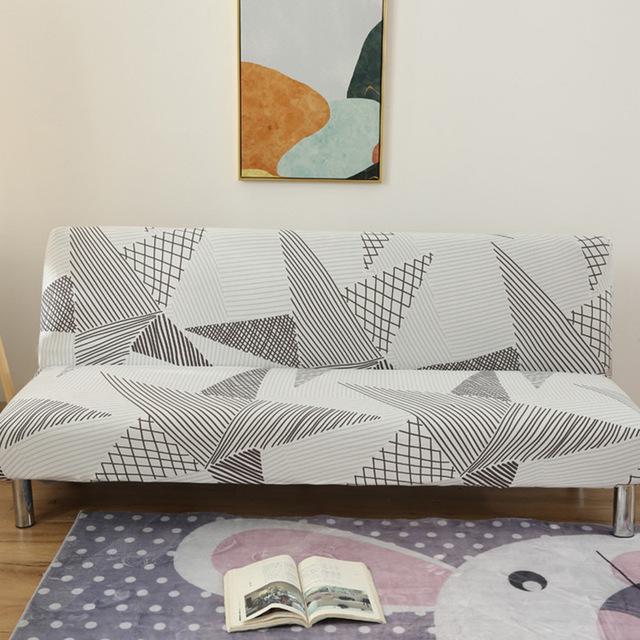 Fashion Geometric Sofa Cover Folding Sofa Bed Armless All-inclusive Anti-dust Lipcover Stretch Elastic Cover Furniture Protector