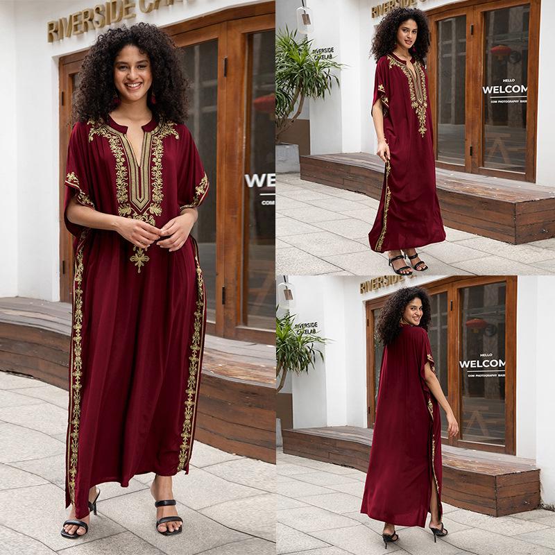 «Хлопковая юбка макси с европейской и американской вышивкой»: Женский пляжный солнцезащитный халат.