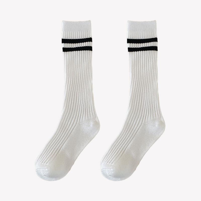 1 пара корейских модных однотонных носков до середины икры для детей, весенне-осенние теплые хлопковые простые школьные носки