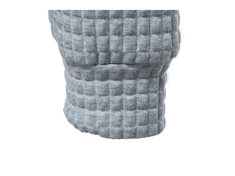 2024 New European Men's Quilted Plaid Cotton Hooded Sweatshirt