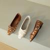 Мода 2025 Новые Весенние Женские Балетки Обувь из Натуральной Кожи для Женщин Модные Мелкие Туфли с Бантом-Бабочкой и Квадратным Носком Женская Обувь
