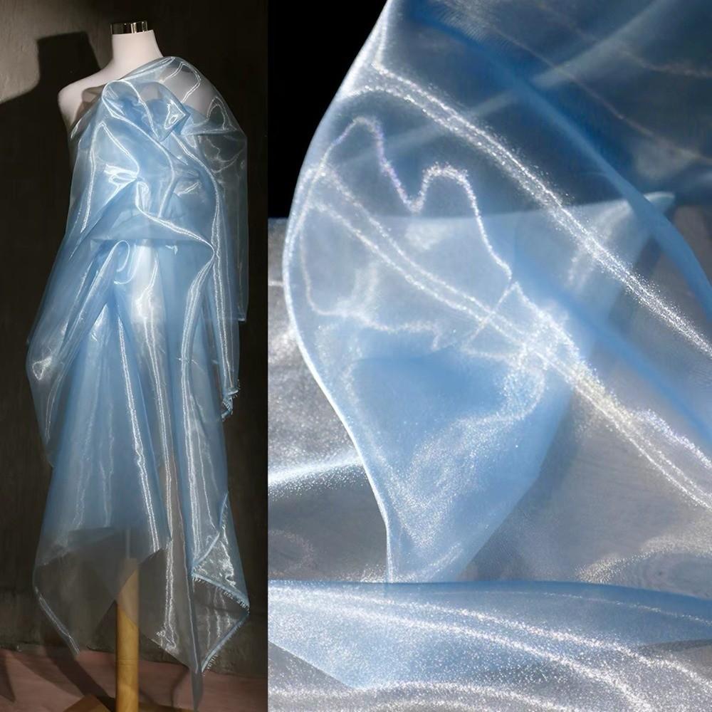 Блестящая Кристальная Органза Ткань для DIY Жидкий Блеск Прозрачная Марля Ткань Полупрозрачная Мягкая Драпирующаяся Свадебная Ткань для Заднего Плана